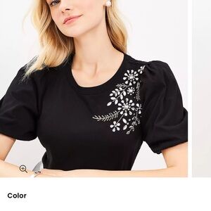 Loft  holiday puff sleeve, like new size large